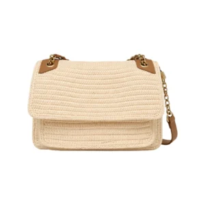 Desinerhandbagsny Woven Straw Style Chain Shoulder Bag for Women